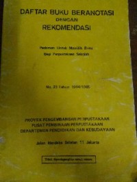 Image of Daftar buku beranotasi dengan rekomendasi No.23 tahun 1984/1985